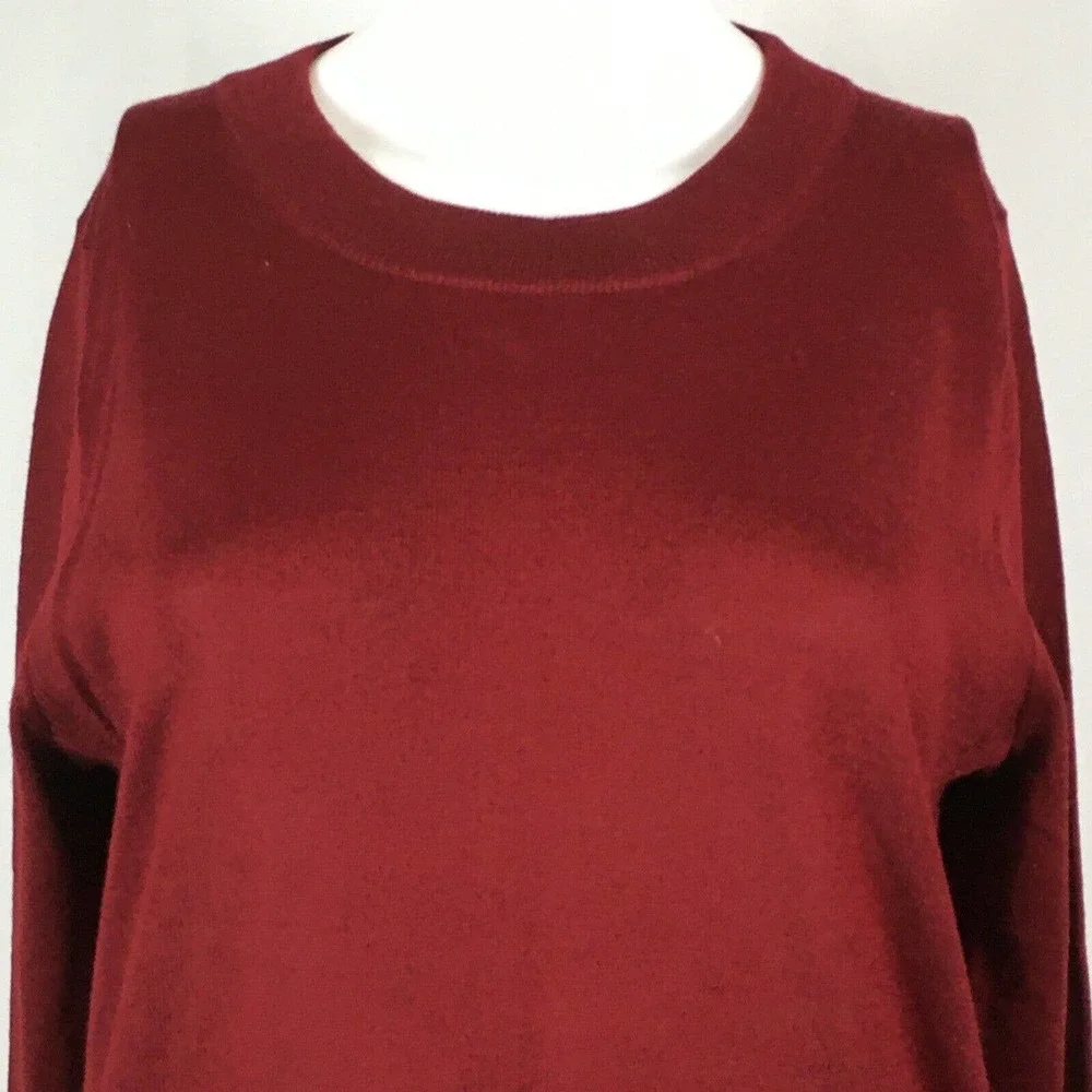 J. Crew Sweater Womens Sz M Maroon‎ Red Merino Wool Blend Pullover